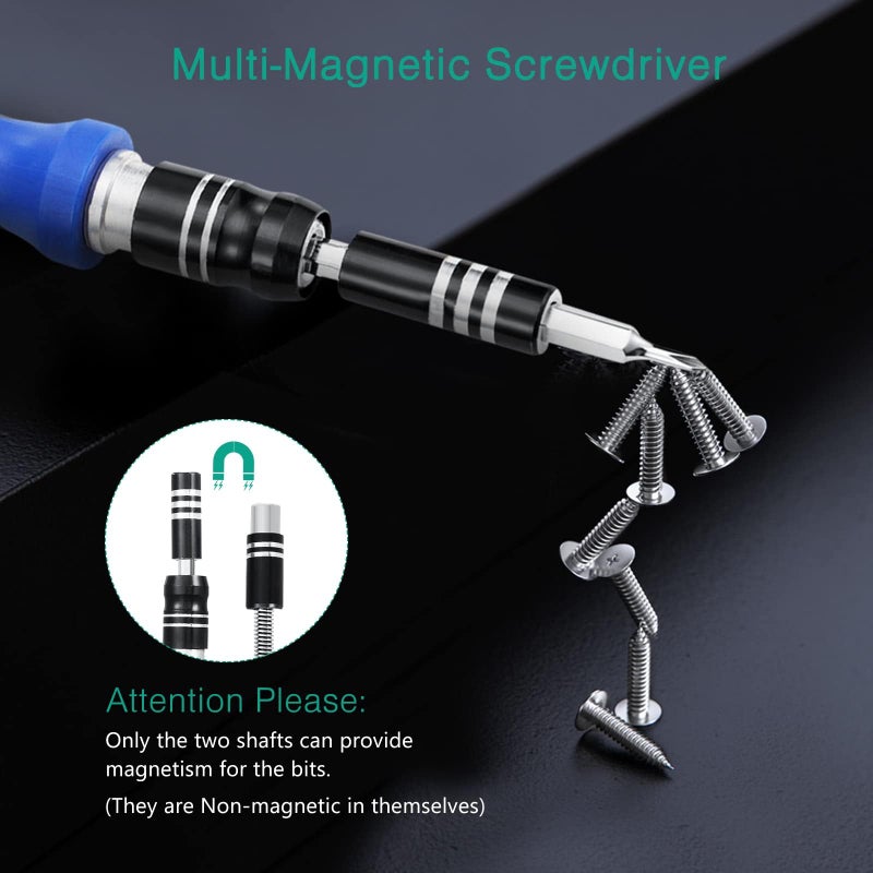 ORIA Precision Screwdriver Set  60 in 1 Small Screwdriver Set with 56 Precision Bits  Portable Repair Tool Kit  Magnetic Screw Driver Kit with Extension Rod for Smartphone  PC  Watch Toys  Blue - Image 2